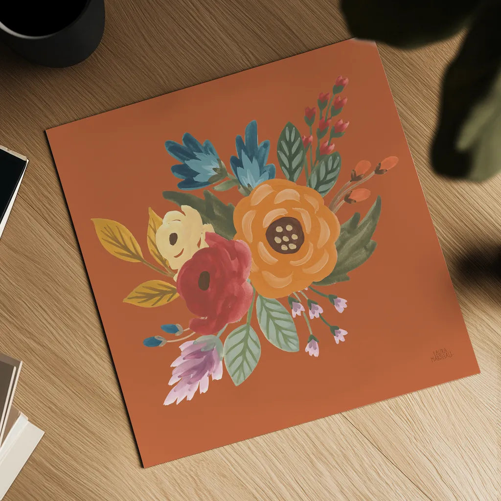 Harvest Garden Flowers II by Laura Marshall. Shown as a detailed flat fine art print, highlighting archival giclee quality. Available as an archival giclee rolled canvas, fine art paper, or poster print. SKU 58791a.