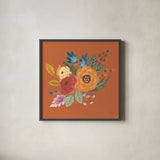 Harvest Garden Flowers II by Laura Marshall. Shown in a sleek black glass frame for a contemporary gallery look. Available as an archival giclee rolled canvas, fine art paper, or poster print. SKU 58791a.