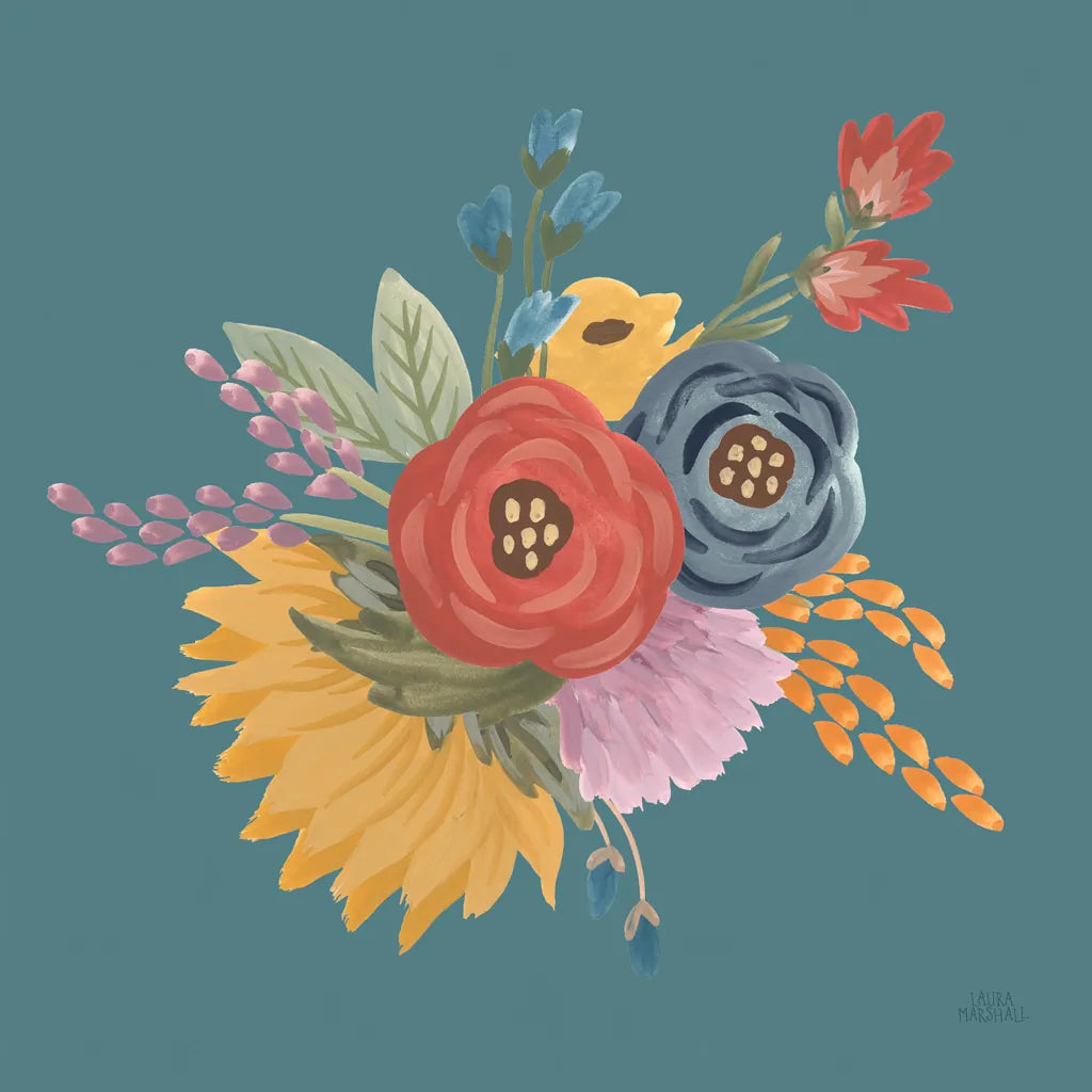 Harvest Garden Flowers IV by Laura Marshall. SKU 58793a. Archival Giclee Fine art print for wall decor.