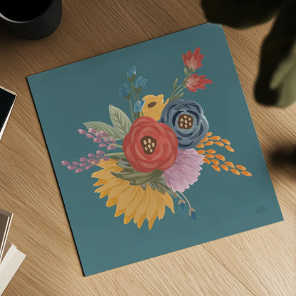 Harvest Garden Flowers IV by Laura Marshall. Shown as a detailed flat fine art print, highlighting archival giclee quality. Available as an archival giclee rolled canvas, fine art paper, or poster print. SKU 58793a.