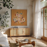Harvest Garden II by Laura Marshall. Shown in a natural wood frame in a cozy modern living room. Available as an archival giclee rolled canvas, fine art paper, or poster print. SKU 57510a.