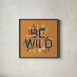 Harvest Garden II Dark Blue Letters by Laura Marshall. Shown in a sleek black glass frame for a contemporary gallery look. Available as an archival giclee rolled canvas, fine art paper, or poster print. SKU 77887a.