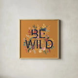 Harvest Garden II Dark Blue Letters by Laura Marshall. Shown in a natural wood glass frame for a timeless modern aesthetic. Available as an archival giclee rolled canvas, fine art paper, or poster print. SKU 77887a.