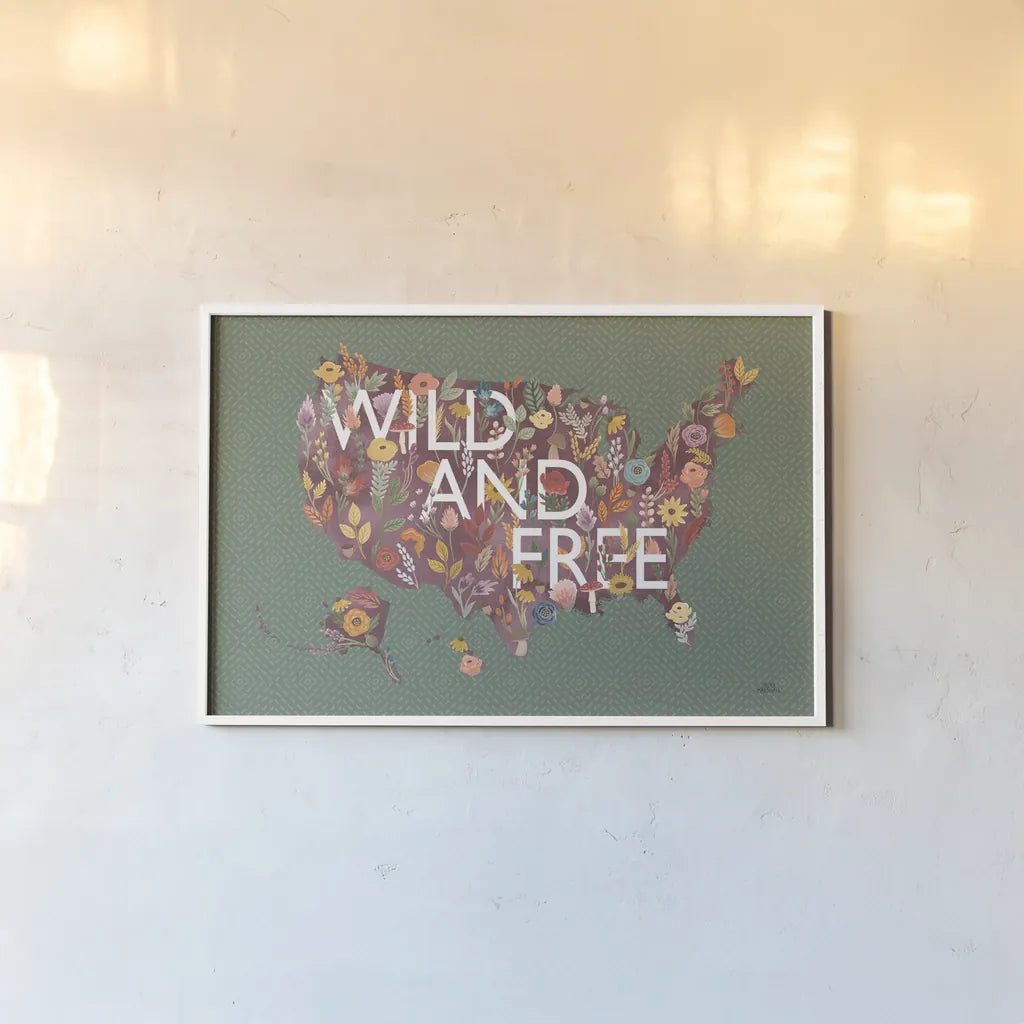 Harvest Garden USA Green by Laura Marshall. shown as a paper print in a white frame. Available as a archival giclee rolled canvas, fine art paper, or poster print. SKU 59141i.