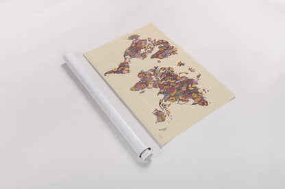 Harvest Garden World by Laura Marshall. shown as a rolled paper print. Available as archival giclee rolled canvas, fine art paper, or poster print. SKU 57514i.