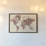 Harvest Garden World by Laura Marshall. shown as a paper print in a black flame. Available as a archival giclee rolled canvas, fine art paper, or poster print. SKU 57514i.