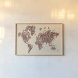 Harvest Garden World by Laura Marshall. shown as a paper print in a natural frame. Available as a archival giclee rolled canvas, fine art paper, or poster print. SKU 57514i.