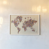 Harvest Garden World by Laura Marshall. shown as a paper print in a white frame. Available as a archival giclee rolled canvas, fine art paper, or poster print. SKU 57514i.