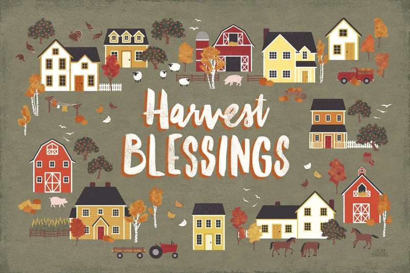 Harvest Village I by Laura Marshall. SKU 50360i. Archival Giclee Fine art print for wall decor.