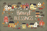 Harvest Village I Script by Laura Marshall. SKU 62638i. Archival Giclee Fine art print for wall decor.