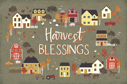 Harvest Village I Script by Laura Marshall. SKU 62638i. Archival Giclee Fine art print for wall decor.