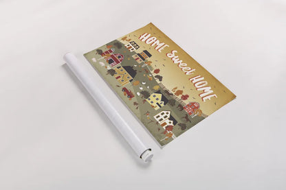 Harvest Village II by Laura Marshall. shown as a rolled paper print. Available as archival giclee rolled canvas, fine art paper, or poster print. SKU 50361i.