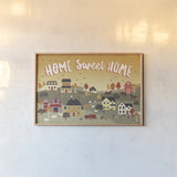 Harvest Village II by Laura Marshall. shown as a paper print in a natural frame. Available as a archival giclee rolled canvas, fine art paper, or poster print. SKU 50361i.