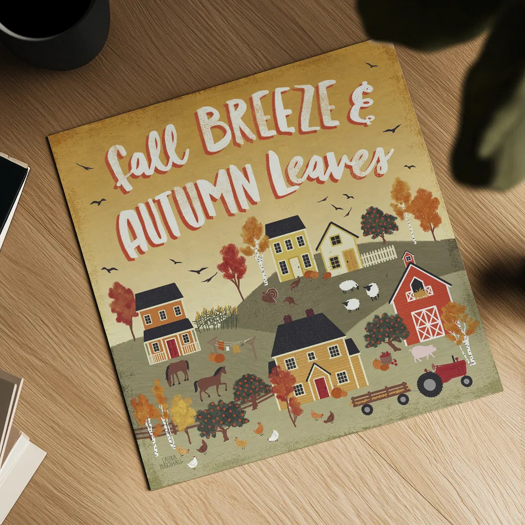 Harvest Village III by Laura Marshall. Shown as a detailed flat fine art print, highlighting archival giclee quality. Available as an archival giclee rolled canvas, fine art paper, or poster print. SKU 50362a.