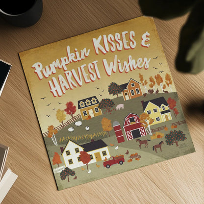 Harvest Village IV by Laura Marshall. Shown as a detailed flat fine art print, highlighting archival giclee quality. Available as an archival giclee rolled canvas, fine art paper, or poster print. SKU 50363a.