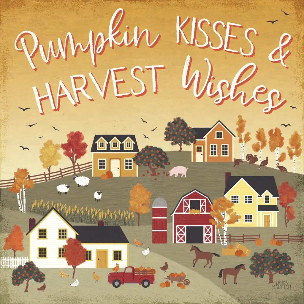 Harvest Village IV Script by Laura Marshall. SKU 62641a. Archival Giclee Fine art print for wall decor.