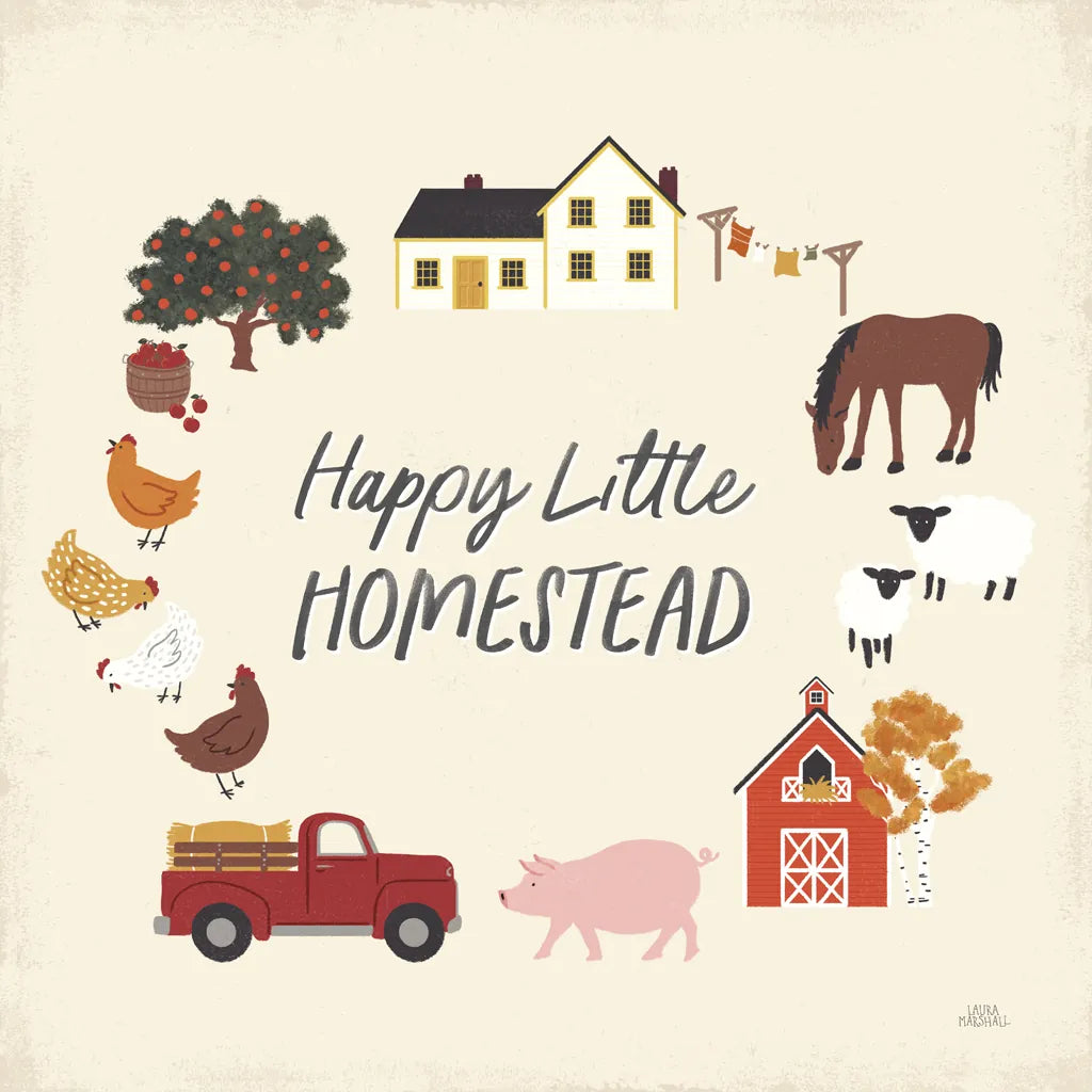 Harvest Village V by Laura Marshall. SKU 101774a. Archival Giclee Fine art print for wall decor.