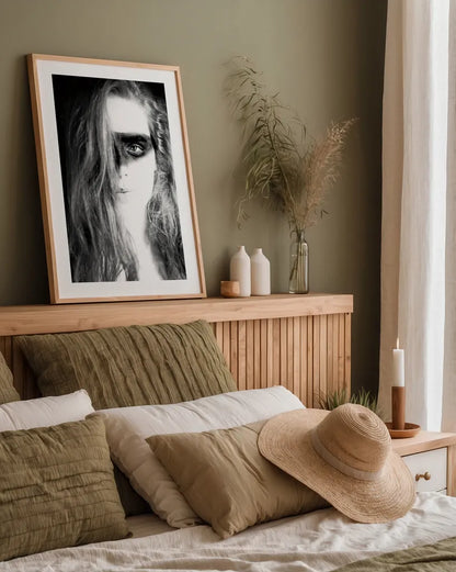 Hatch I Crop by Laura Marshall. shown as a paper print in a natural frame. Available as a archival giclee rolled canvas, fine art paper, or poster print. SKU 23593h.