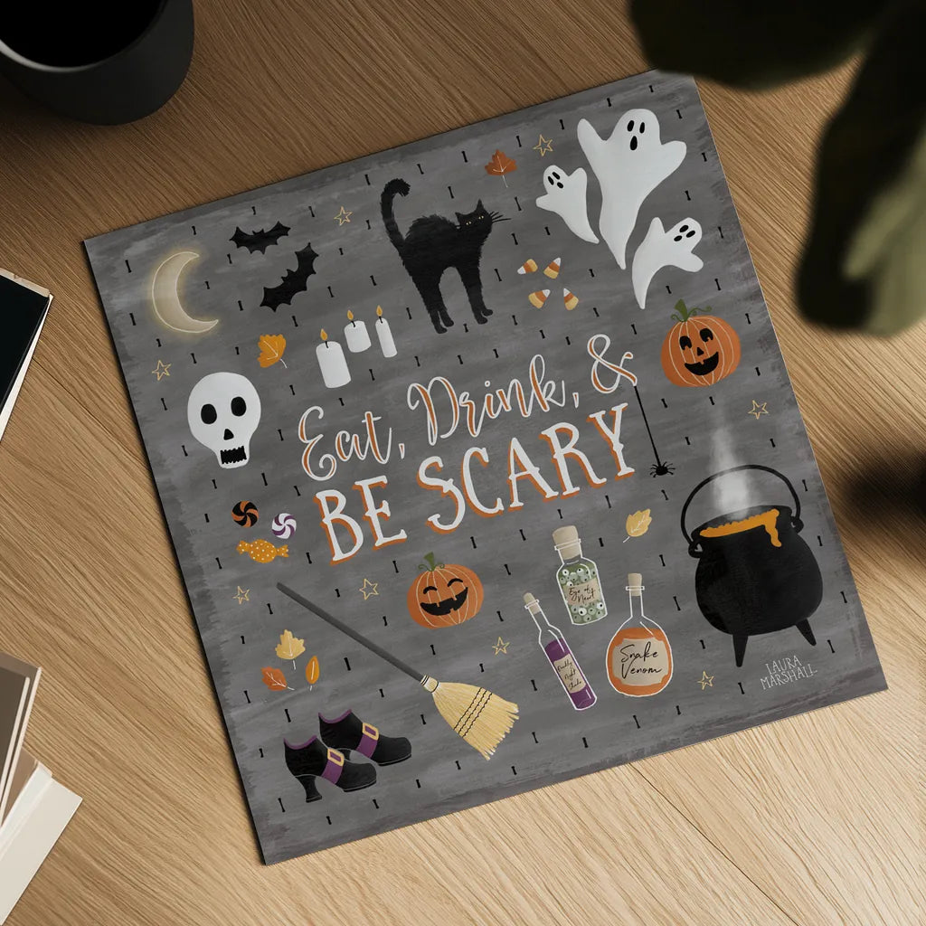 Haunted Halloween I by Laura Marshall. Shown as a detailed flat fine art print, highlighting archival giclee quality. Available as an archival giclee rolled canvas, fine art paper, or poster print. SKU 32552a.