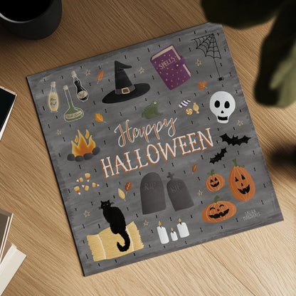 Haunted Halloween II by Laura Marshall. Shown as a detailed flat fine art print, highlighting archival giclee quality. Available as an archival giclee rolled canvas, fine art paper, or poster print. SKU 32553a.
