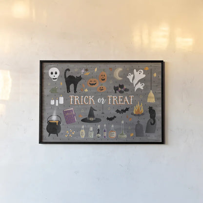 Haunted Halloween III by Laura Marshall. shown as a paper print in a black flame. Available as a archival giclee rolled canvas, fine art paper, or poster print. SKU 32554i.