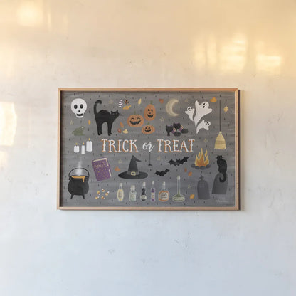 Haunted Halloween III by Laura Marshall. shown as a paper print in a natural frame. Available as a archival giclee rolled canvas, fine art paper, or poster print. SKU 32554i.