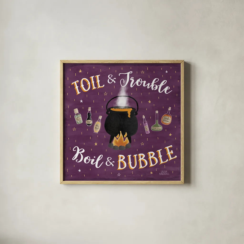 Haunted Halloween IV by Laura Marshall. Shown in a natural wood glass frame for a timeless modern aesthetic. Available as an archival giclee rolled canvas, fine art paper, or poster print. SKU 32555a.