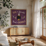 Haunted Halloween IV by Laura Marshall. Shown in a natural wood frame in a cozy modern living room. Available as an archival giclee rolled canvas, fine art paper, or poster print. SKU 32555a.