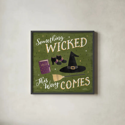 Haunted Halloween VI by Laura Marshall. Shown in a sleek black glass frame for a contemporary gallery look. Available as an archival giclee rolled canvas, fine art paper, or poster print. SKU 32557a.