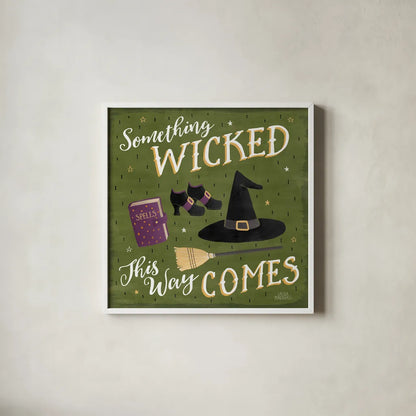 Haunted Halloween VI by Laura Marshall. Shown in a crisp white glass frame for a clean and minimalist style. Available as an archival giclee rolled canvas, fine art paper, or poster print. SKU 32557a.