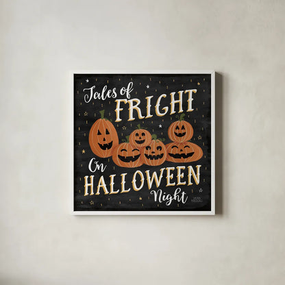 Haunted Halloween VII by Laura Marshall. Shown in a crisp white glass frame for a clean and minimalist style. Available as an archival giclee rolled canvas, fine art paper, or poster print. SKU 32558a.