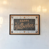 Haunted Harvest I by Laura Marshall. shown as a paper print in a black flame. Available as a archival giclee rolled canvas, fine art paper, or poster print. SKU 94150i.