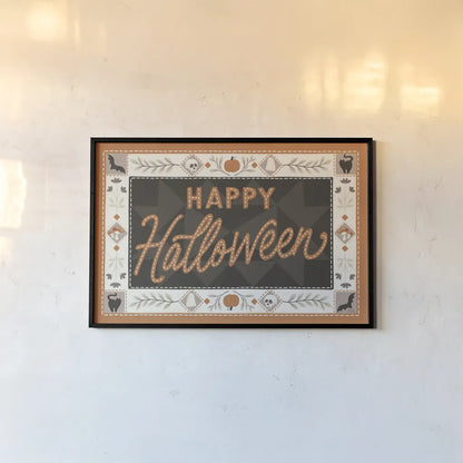 Haunted Harvest I by Laura Marshall. shown as a paper print in a black flame. Available as a archival giclee rolled canvas, fine art paper, or poster print. SKU 94150i.