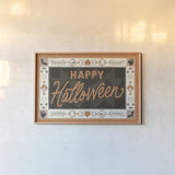 Haunted Harvest I by Laura Marshall. shown as a paper print in a natural frame. Available as a archival giclee rolled canvas, fine art paper, or poster print. SKU 94150i.