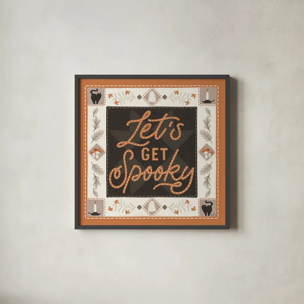 Haunted Harvest III by Laura Marshall. Shown in a sleek black glass frame for a contemporary gallery look. Available as an archival giclee rolled canvas, fine art paper, or poster print. SKU 94152a.