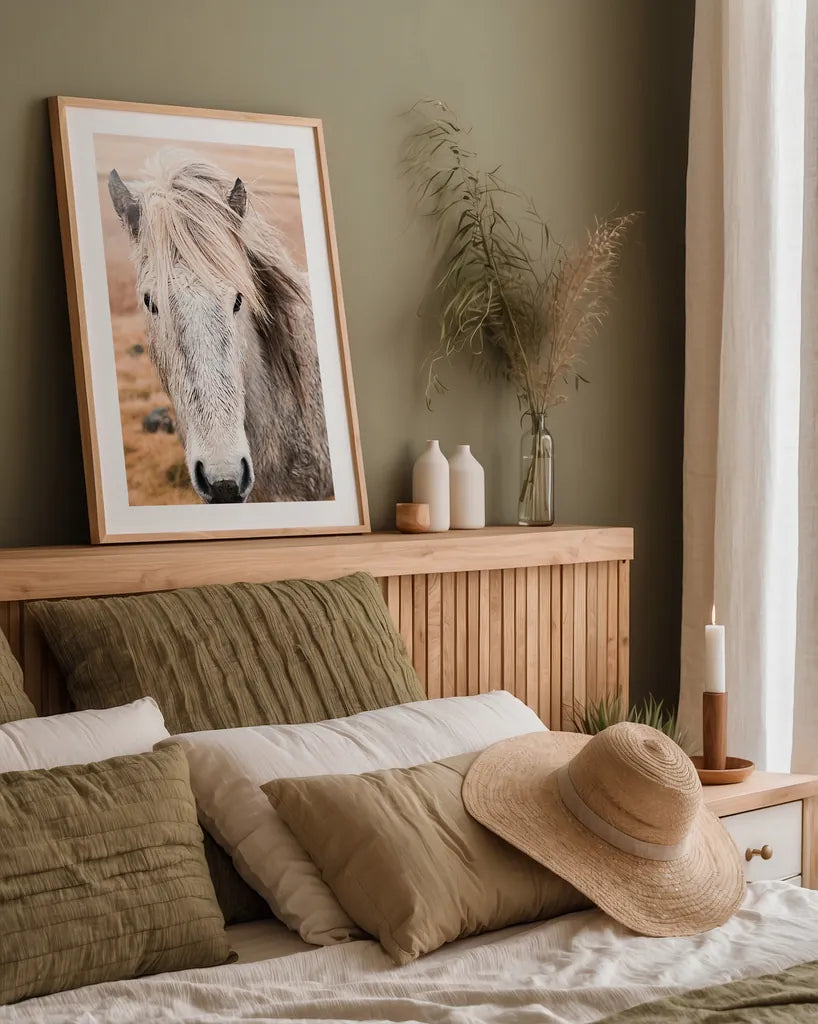 Heida II by Laura Marshall. shown as a paper print in a natural frame. Available as a archival giclee rolled canvas, fine art paper, or poster print. SKU 49824h.