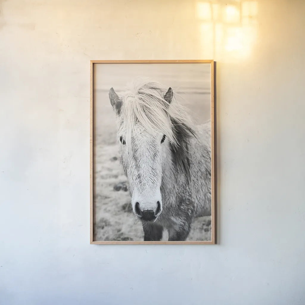Heida II BW by Laura Marshall. shown as a paper print in a natural frame. Available as a archival giclee rolled canvas, fine art paper, or poster print. SKU 49825h.