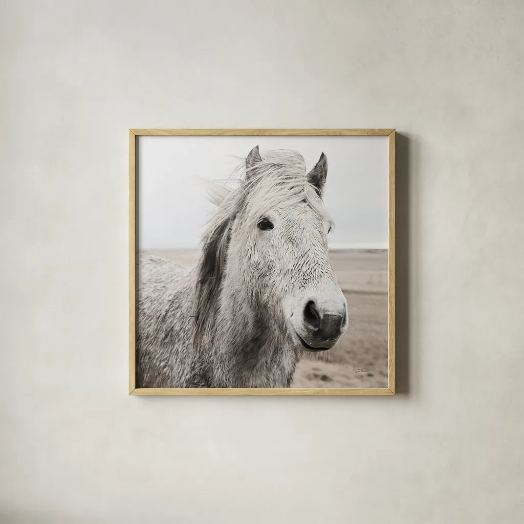 Heida III BW by Laura Marshall. Shown in a natural wood glass frame for a timeless modern aesthetic. Available as an archival giclee rolled canvas, fine art paper, or poster print. SKU 49827a.