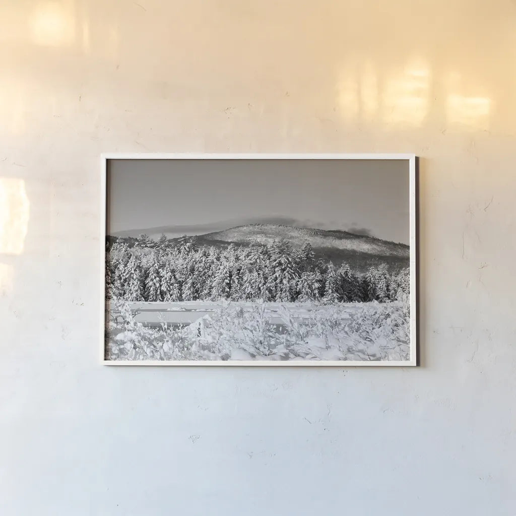 Hermit Lake by Laura Marshall. shown as a paper print in a white frame. Available as a archival giclee rolled canvas, fine art paper, or poster print. SKU 34165i.