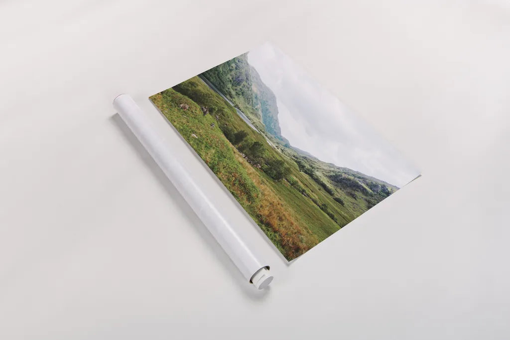 Highland Mountains by Laura Marshall. shown as a rolled paper print. Available as archival giclee rolled canvas, fine art paper, or poster print. SKU 81312i.