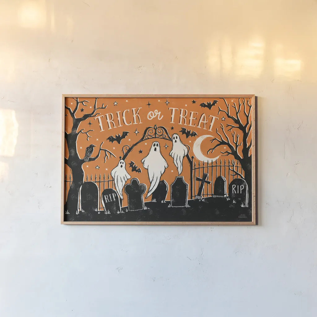 Hocus Pocus I by Laura Marshall. shown as a paper print in a natural frame. Available as a archival giclee rolled canvas, fine art paper, or poster print. SKU 83204i.