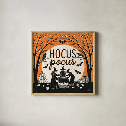 Hocus Pocus II by Laura Marshall. Shown in a natural wood glass frame for a timeless modern aesthetic. Available as an archival giclee rolled canvas, fine art paper, or poster print. SKU 83205a.
