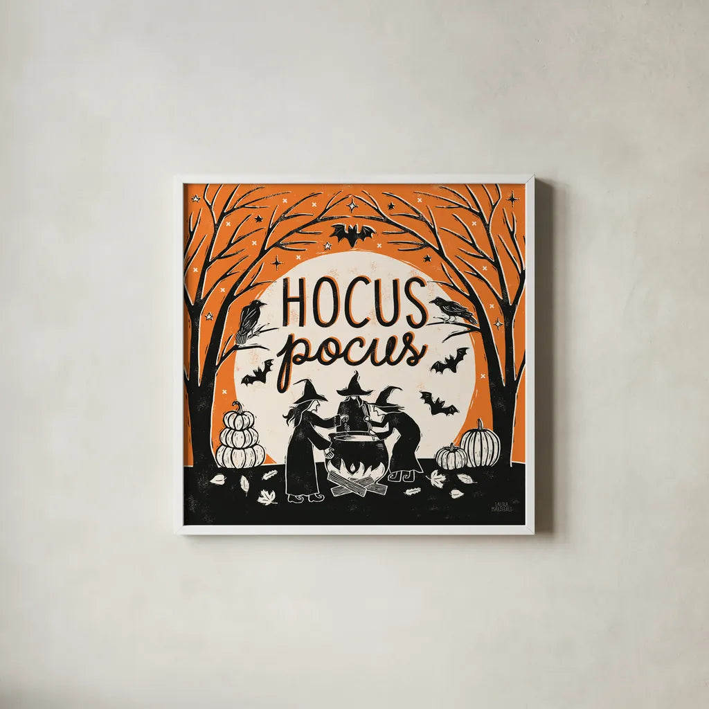 Hocus Pocus II by Laura Marshall. Shown in a crisp white glass frame for a clean and minimalist style. Available as an archival giclee rolled canvas, fine art paper, or poster print. SKU 83205a.