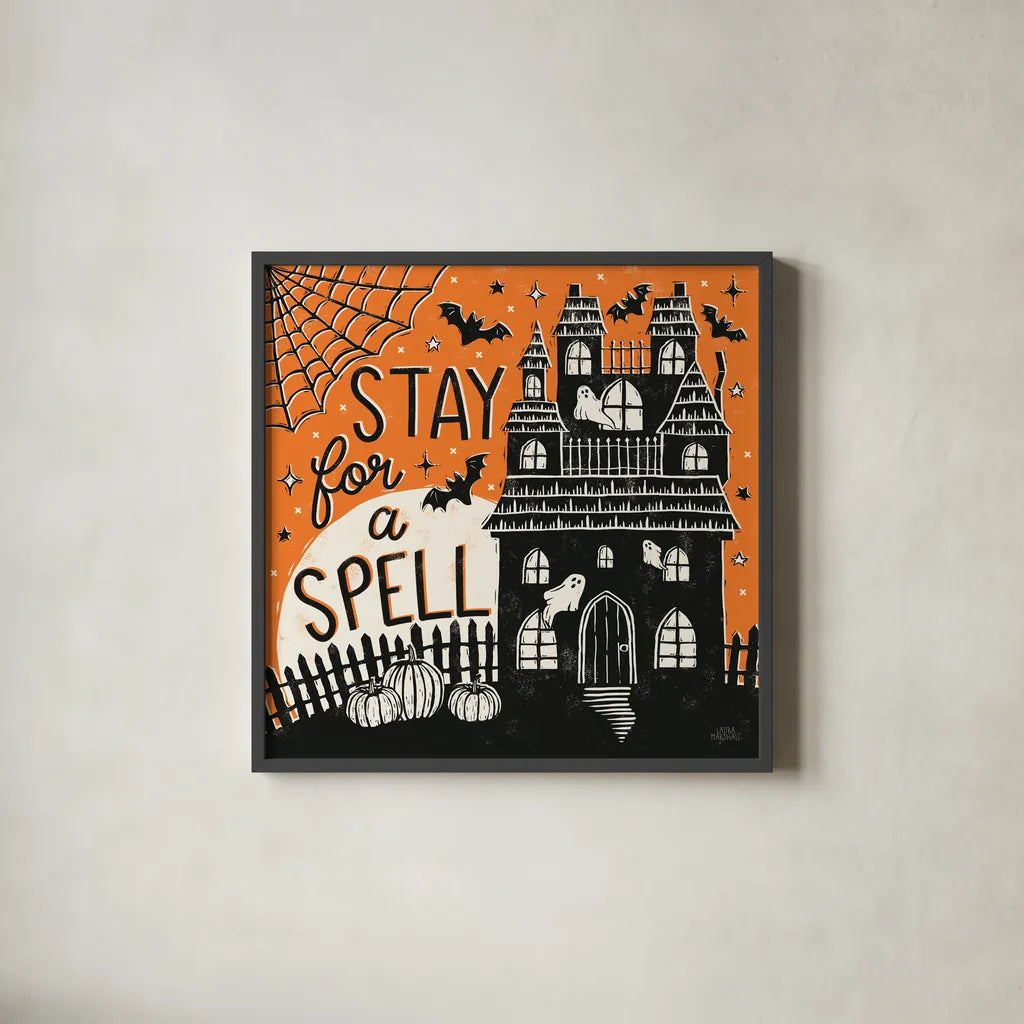 Hocus Pocus III by Laura Marshall. Shown in a sleek black glass frame for a contemporary gallery look. Available as an archival giclee rolled canvas, fine art paper, or poster print. SKU 83206a.