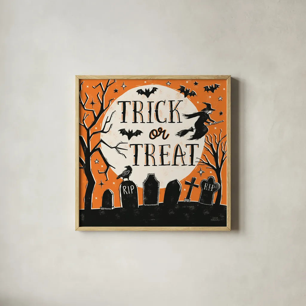 Hocus Pocus V by Laura Marshall. Shown in a natural wood glass frame for a timeless modern aesthetic. Available as an archival giclee rolled canvas, fine art paper, or poster print. SKU 83208a.