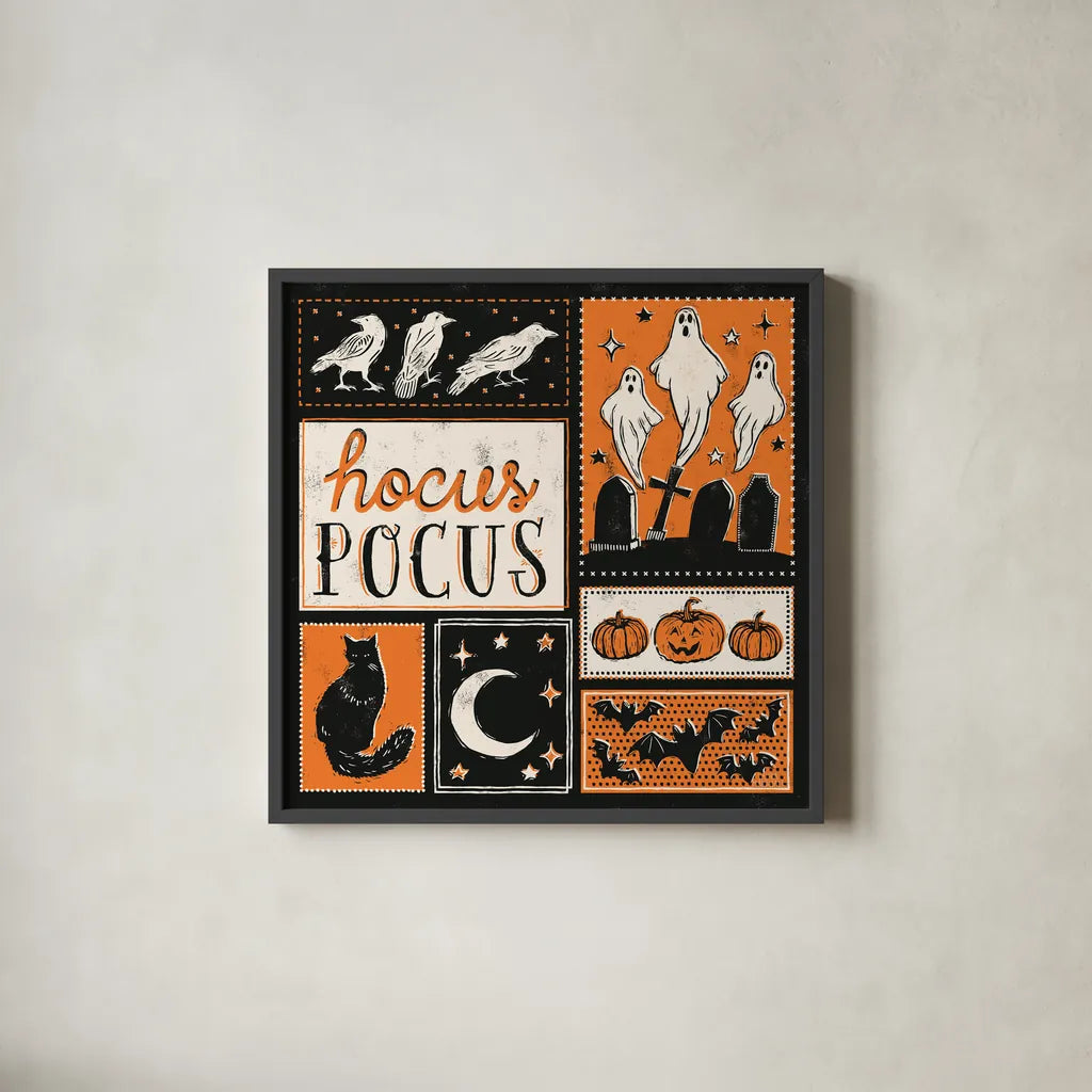 Hocus Pocus VII by Laura Marshall. Shown in a sleek black glass frame for a contemporary gallery look. Available as an archival giclee rolled canvas, fine art paper, or poster print. SKU 83210a.
