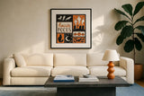 Hocus Pocus VII by Laura Marshall. Displayed in a glass frame with matte in a clean modern living room. Available as an archival giclee rolled canvas, fine art paper, or poster print. SKU 83210a.