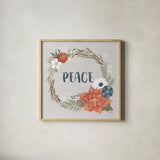 Holiday Garden I by Laura Marshall. Shown in a natural wood glass frame for a timeless modern aesthetic. Available as an archival giclee rolled canvas, fine art paper, or poster print. SKU 37094a.