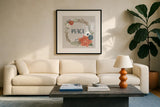 Holiday Garden I by Laura Marshall. Displayed in a glass frame with matte in a clean modern living room. Available as an archival giclee rolled canvas, fine art paper, or poster print. SKU 37094a.