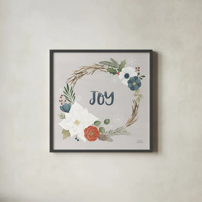 Holiday Garden II by Laura Marshall. Shown in a sleek black glass frame for a contemporary gallery look. Available as an archival giclee rolled canvas, fine art paper, or poster print. SKU 37095a.